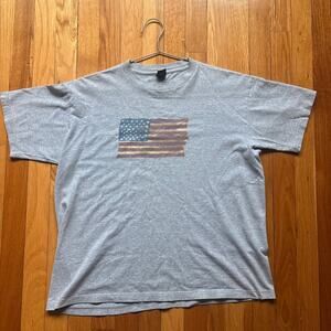 VINTAGE Gap Shirt Mens Small Grey Short Sleeve American US Flag USA 90s y2k
